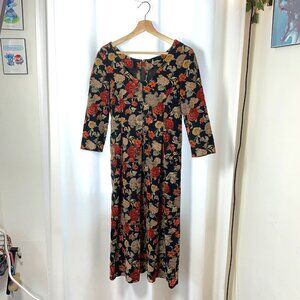 One-of-a-Kind Vintage 70s Style Floral Print Corduroy Dress